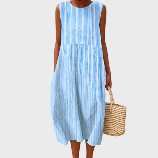 Clara | Mouwloze dames linnen midi-jurk met relaxed fit
