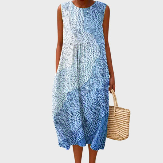 Clara | Mouwloze dames linnen midi-jurk met relaxed fit