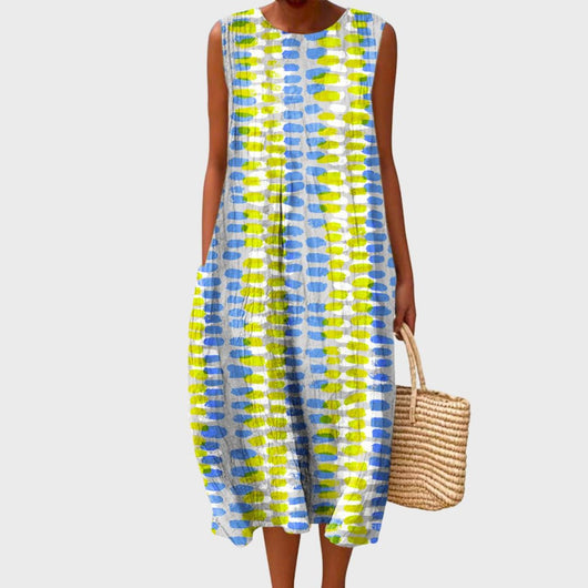 Clara | Mouwloze dames linnen midi-jurk met relaxed fit