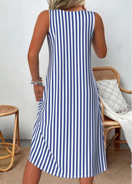 Marie | Mouwloze gestreepte dames zomerjurk met losse pasvorm