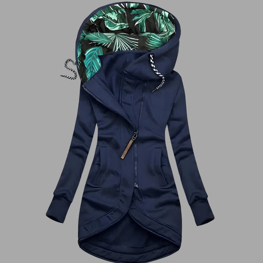 Charlotte | Robuuste lange dames winter-shelljas met capuchon en rits