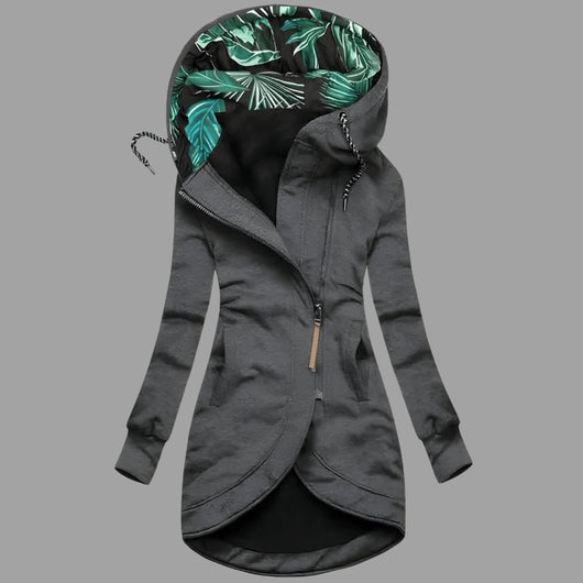 Charlotte | Robuuste lange dames winter-shelljas met capuchon en rits