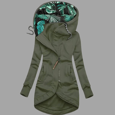 Charlotte | Robuuste lange dames winter-shelljas met capuchon en rits