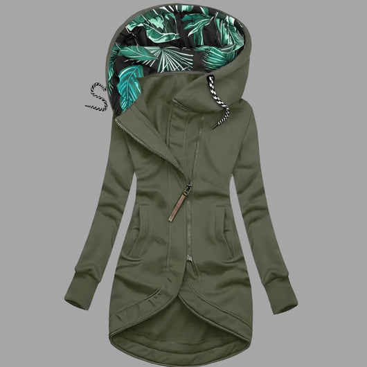 Charlotte | Robuuste lange dames winter-shelljas met capuchon en rits