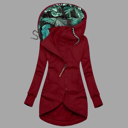 Charlotte | Robuuste lange dames winter-shelljas met capuchon en rits