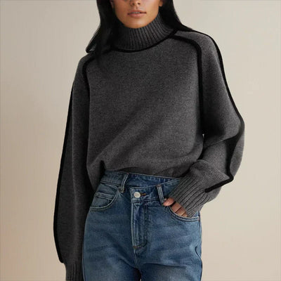 Sophie | Oversized dames gebreide coltrui met contraststrepen