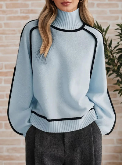 Sophie | Oversized dames gebreide coltrui met contraststrepen