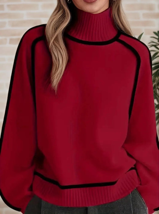 Sophie | Oversized dames gebreide coltrui met contraststrepen