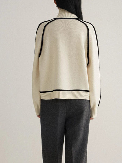 Sophie | Oversized dames gebreide coltrui met contraststrepen