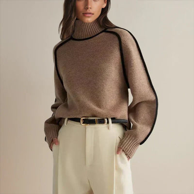 Sophie | Oversized dames gebreide coltrui met contraststrepen