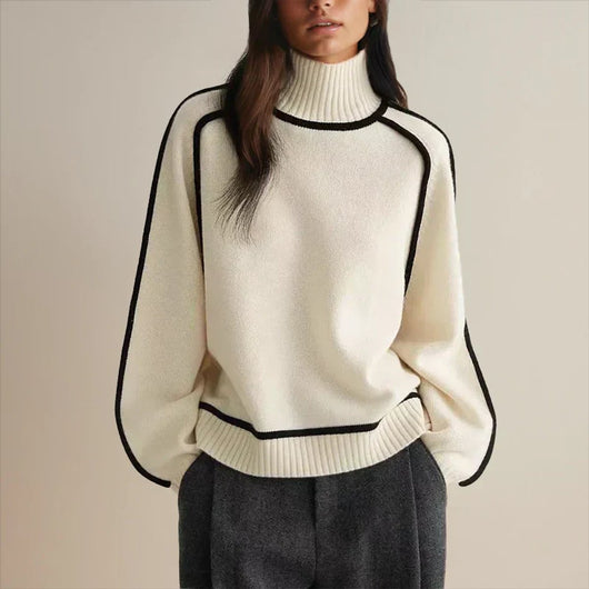 Sophie | Oversized dames gebreide coltrui met contraststrepen