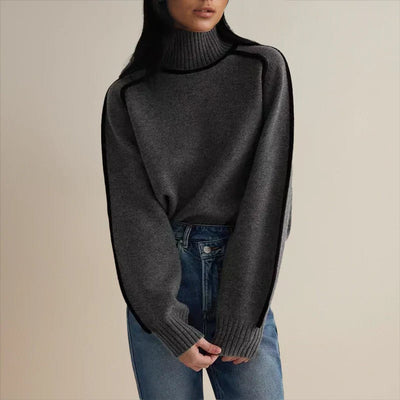 Sophie | Oversized dames gebreide coltrui met contraststrepen