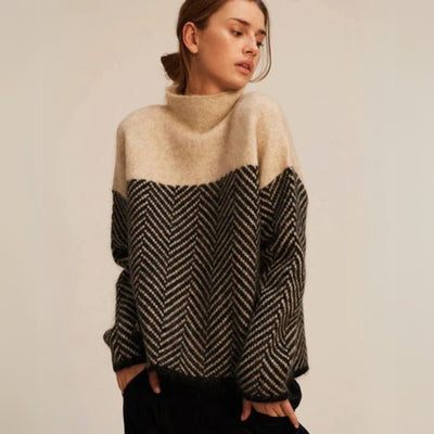 Greta | Oversized dames coltrui met visgraatmotief