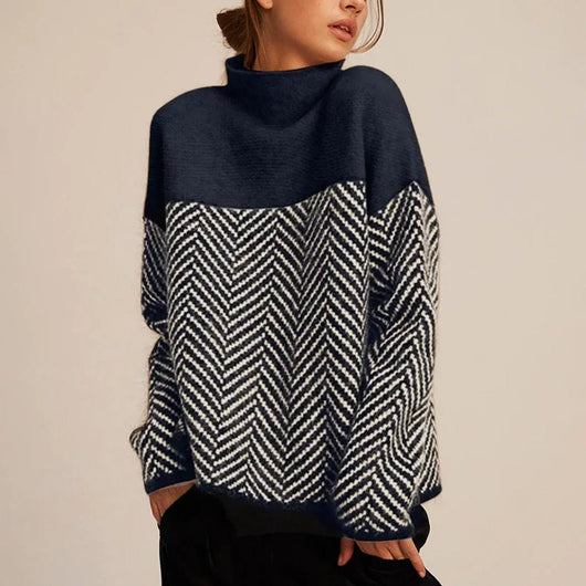 Greta | Oversized dames coltrui met visgraatmotief