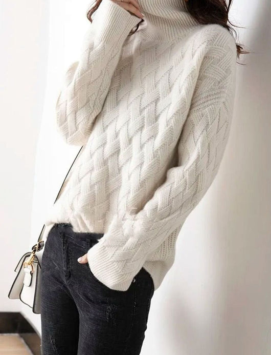 Katharina | Oversized dames kasjmier coltrui met kabeldessin