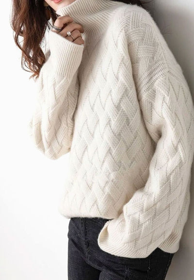 Katharina | Oversized dames kasjmier coltrui met kabeldessin