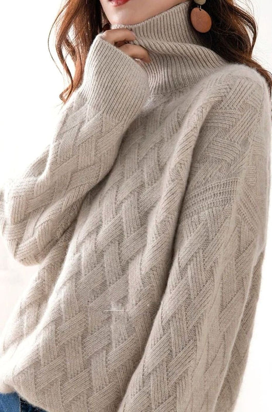 Katharina | Oversized dames kasjmier coltrui met kabeldessin