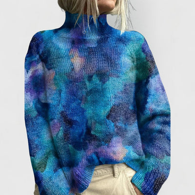 Annika | Dames gebreide coltrui met bloemenmotief en relaxed fit