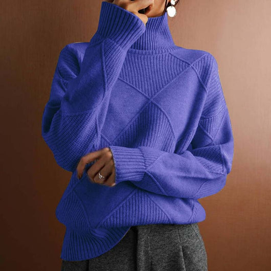 Greta | Casual dames gebreide coltrui met ruitpatroon