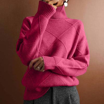 Greta | Casual dames gebreide coltrui met ruitpatroon