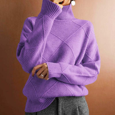 Greta | Casual dames gebreide coltrui met ruitpatroon