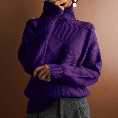 Greta | Casual dames gebreide coltrui met ruitpatroon