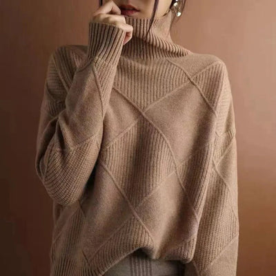 Greta | Casual dames gebreide coltrui met ruitpatroon