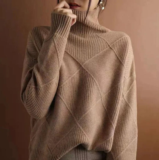 Greta | Casual dames gebreide coltrui met ruitpatroon