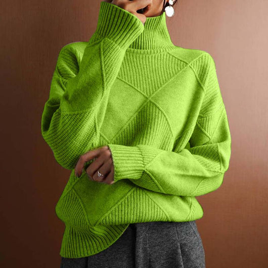 Greta | Casual dames gebreide coltrui met ruitpatroon