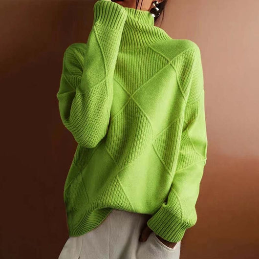 Greta | Casual dames gebreide coltrui met ruitpatroon
