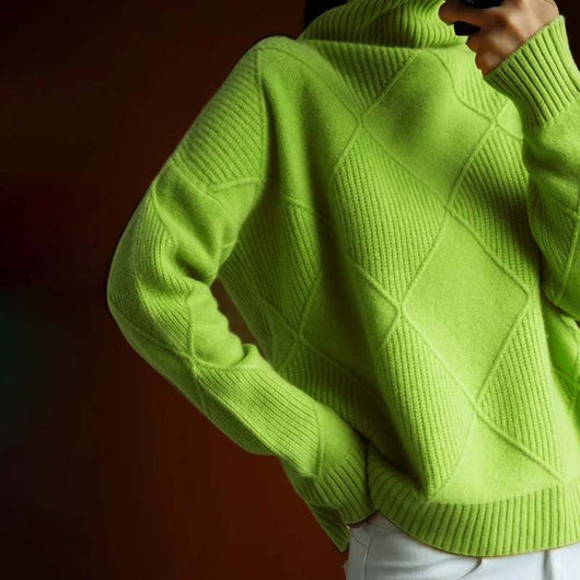 Greta | Casual dames gebreide coltrui met ruitpatroon