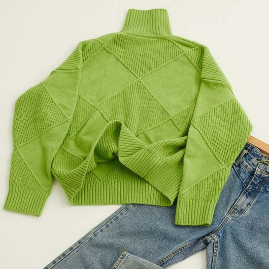 Greta | Casual dames gebreide coltrui met ruitpatroon