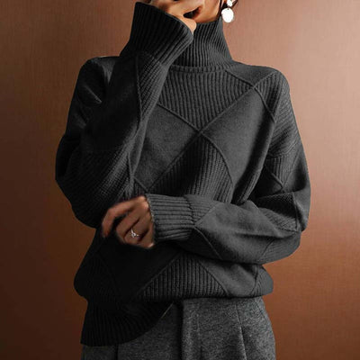 Greta | Casual dames gebreide coltrui met ruitpatroon