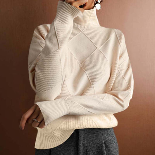 Greta | Casual dames gebreide coltrui met ruitpatroon