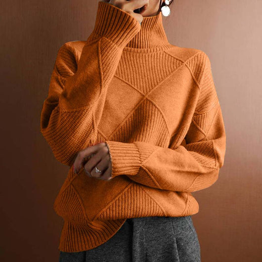 Greta | Casual dames gebreide coltrui met ruitpatroon