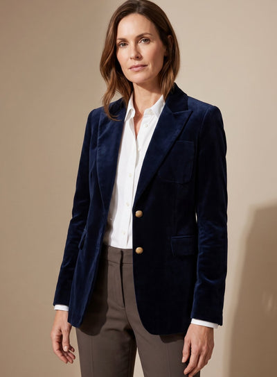 Elisabeth | Slim gesneden dames fluwelen blazer met gouden knopen