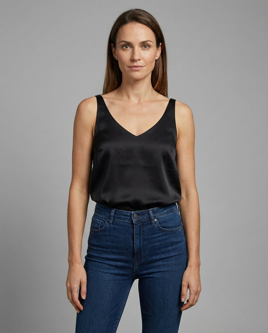 Greta | Dames satijnen camisole met V-hals en brede bandjes