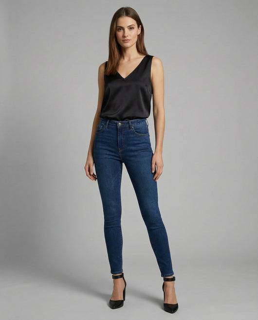 Greta | Dames satijnen camisole met V-hals en brede bandjes