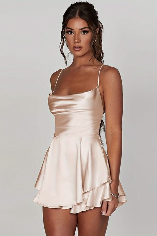 Amelie | Dames cocktailjurk met open rug, gerimpelde taille en ruchemini