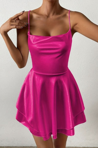 Amelie | Dames cocktailjurk met open rug, gerimpelde taille en ruchemini