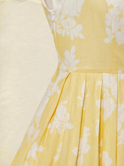 Leonie | Dames off-shoulder linnen midi-jurk met bloemenmotief