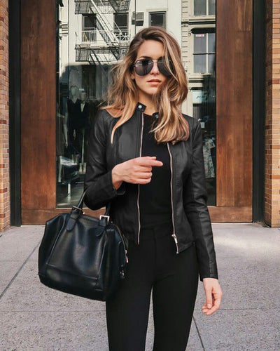 Sophie | Slim fit dames bikerjack van imitatieleer met rits