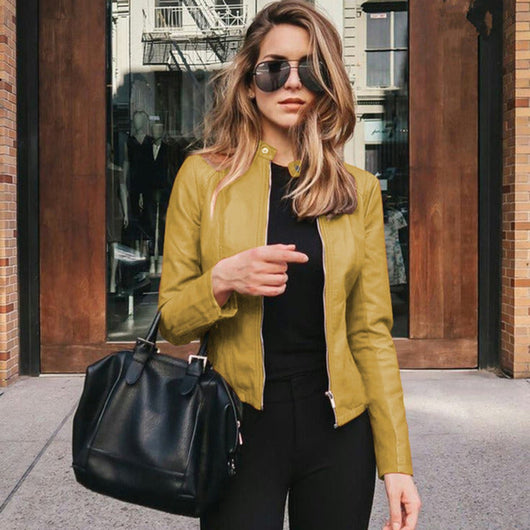 Sophie | Slim fit dames bikerjack van imitatieleer met rits