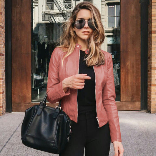 Sophie | Slim fit dames bikerjack van imitatieleer met rits
