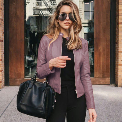 Sophie | Slim fit dames bikerjack van imitatieleer met rits