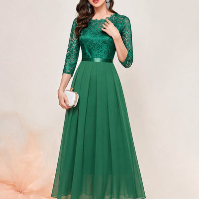 Katharina | Elegante dames maxi-avondjurk van kant en chiffon
