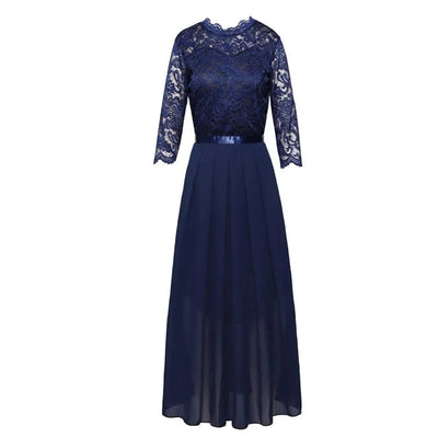 Katharina | Elegante dames maxi-avondjurk van kant en chiffon