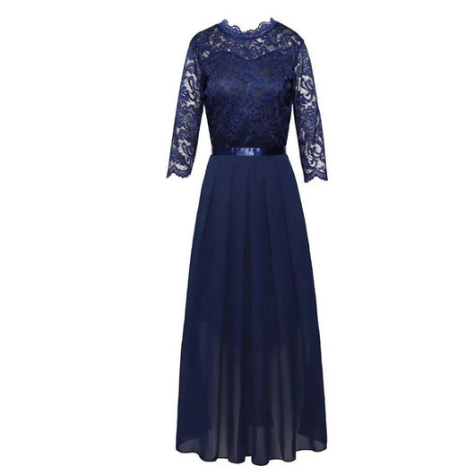 Katharina | Elegante dames maxi-avondjurk van kant en chiffon
