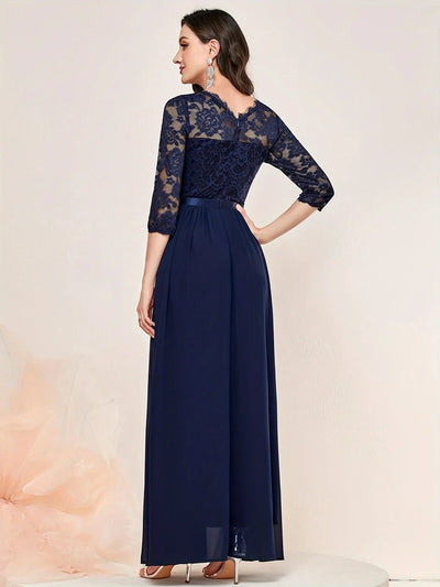 Katharina | Elegante dames maxi-avondjurk van kant en chiffon