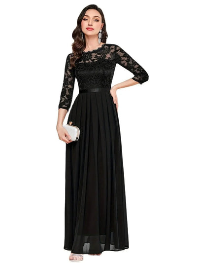 Katharina | Elegante dames maxi-avondjurk van kant en chiffon